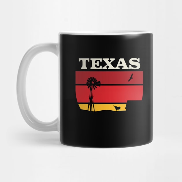 Texas longhorn sunset Retro Vintage Design Gift T-Shirt by Terrybogard97